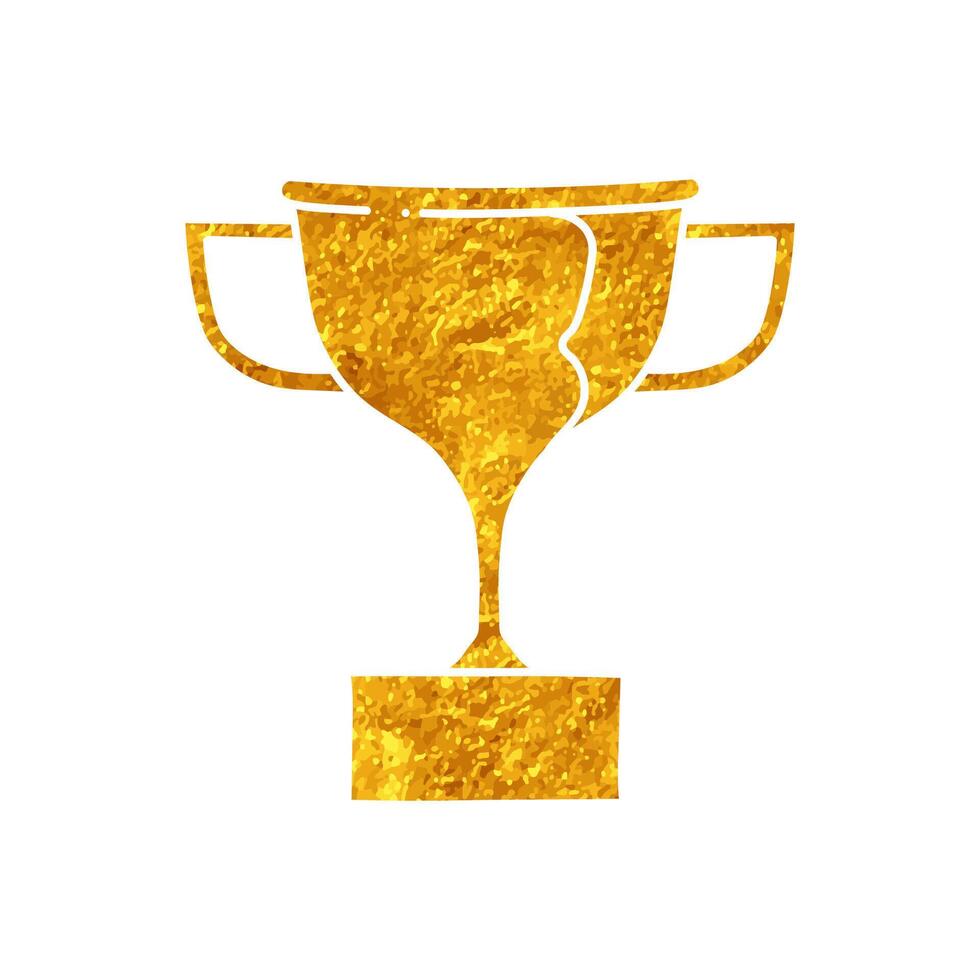 Trophy drawing in realistic gold color style vector