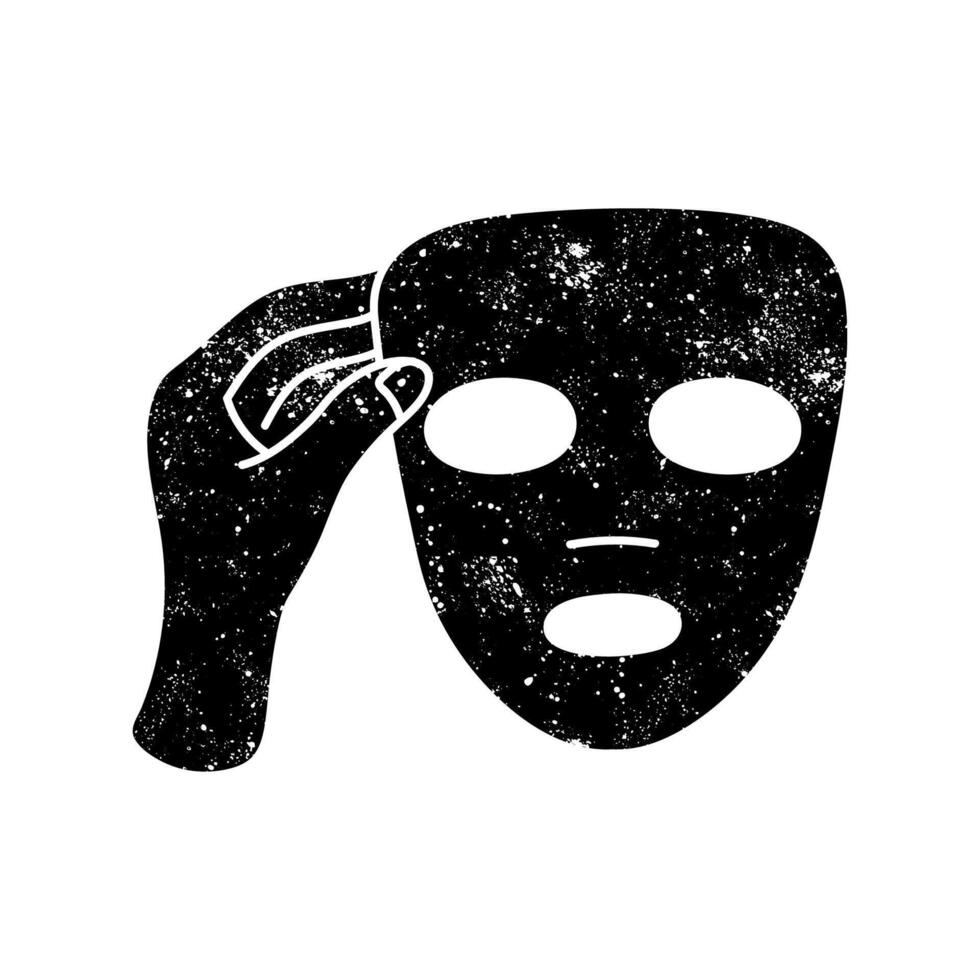 Facial mask sheet black hand drawn icon in grunge look vector