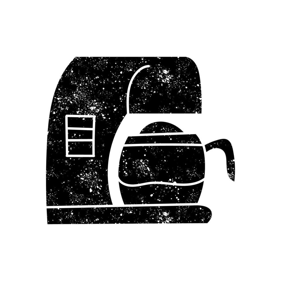 Coffee machine icon instant coffee brewing black hand drawn icon in grunge look vector