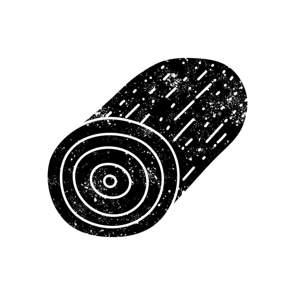 Single wood log black hand drawn icon in grunge look vector