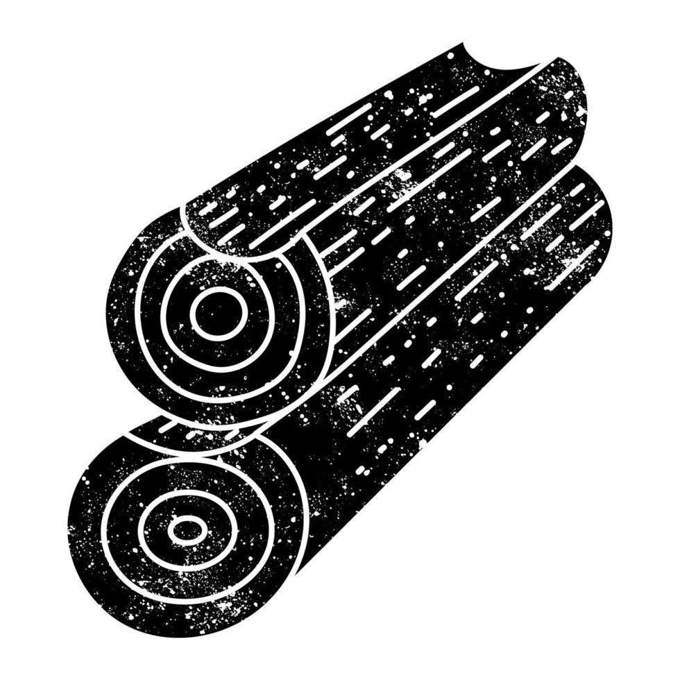 Cabin wood log stack black hand drawn icon in grunge look vector