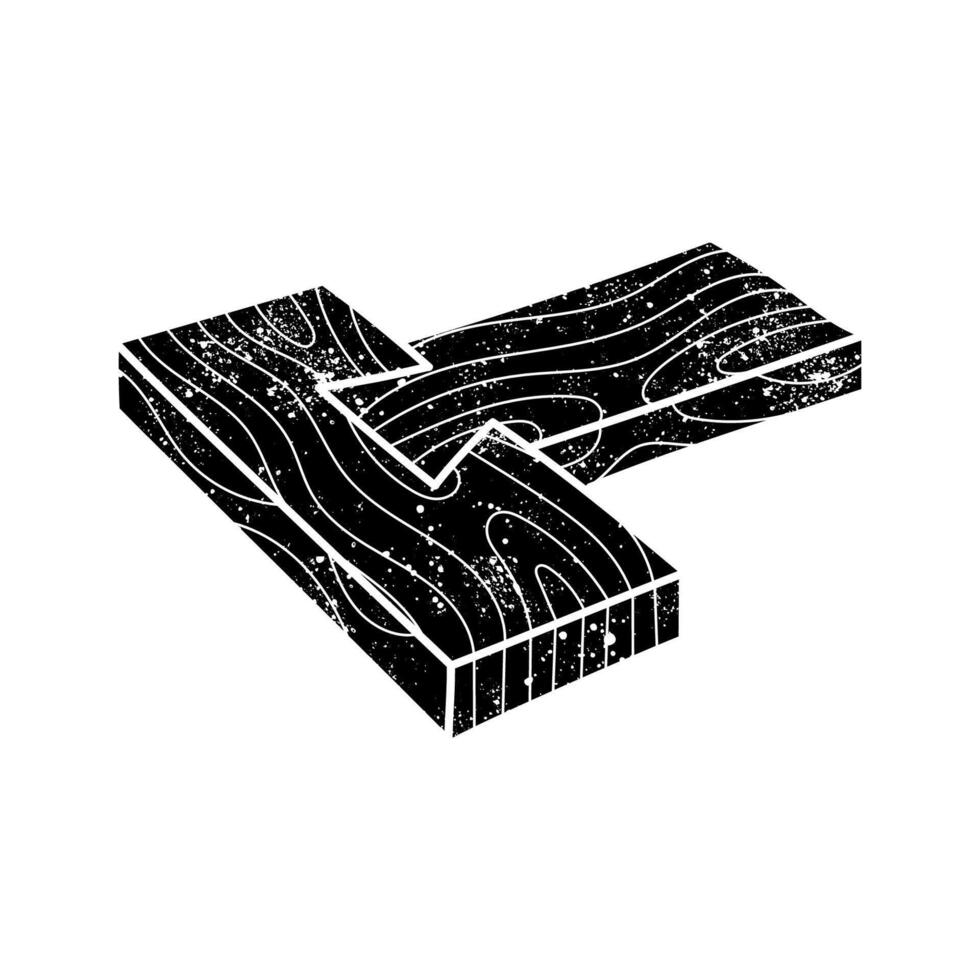 Wood joint black hand drawn icon in grunge look vector