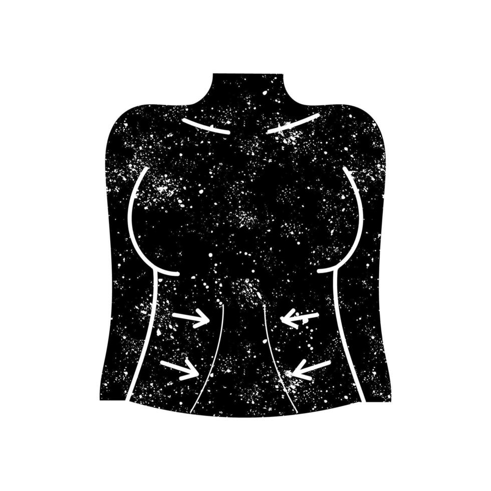 Women beauty face plastic surgery abs adjustment procedure body contouring black hand drawn icon in grunge look vector