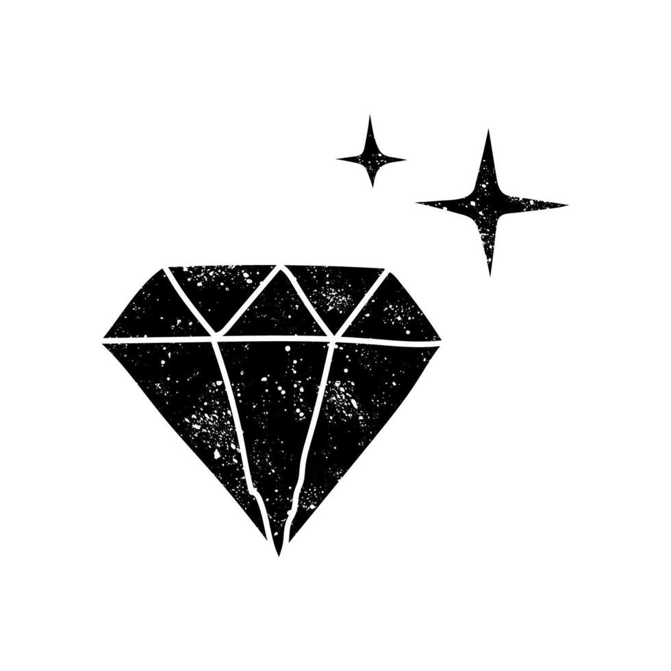 Diamond black hand drawn icon in grunge look vector