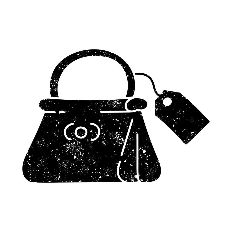 Designer bag black hand drawn icon in grunge look vector