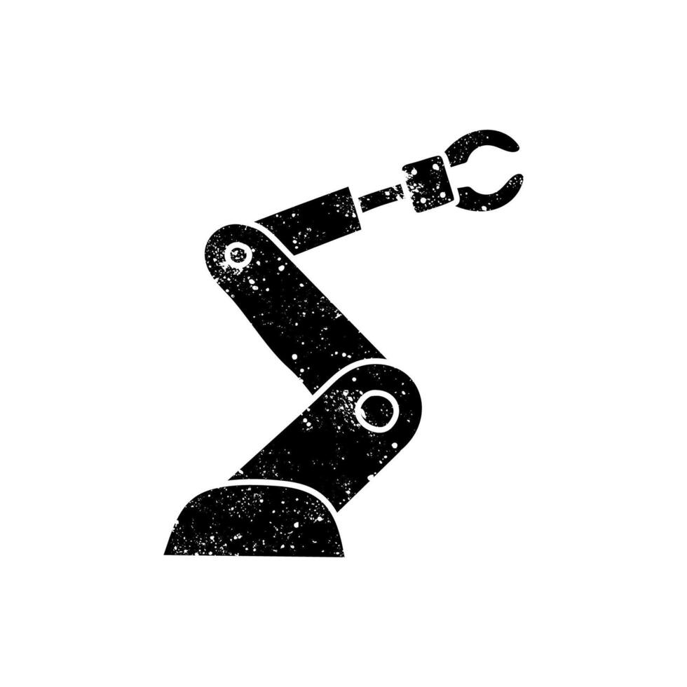 Robotic arm black hand drawn icon in grunge look vector