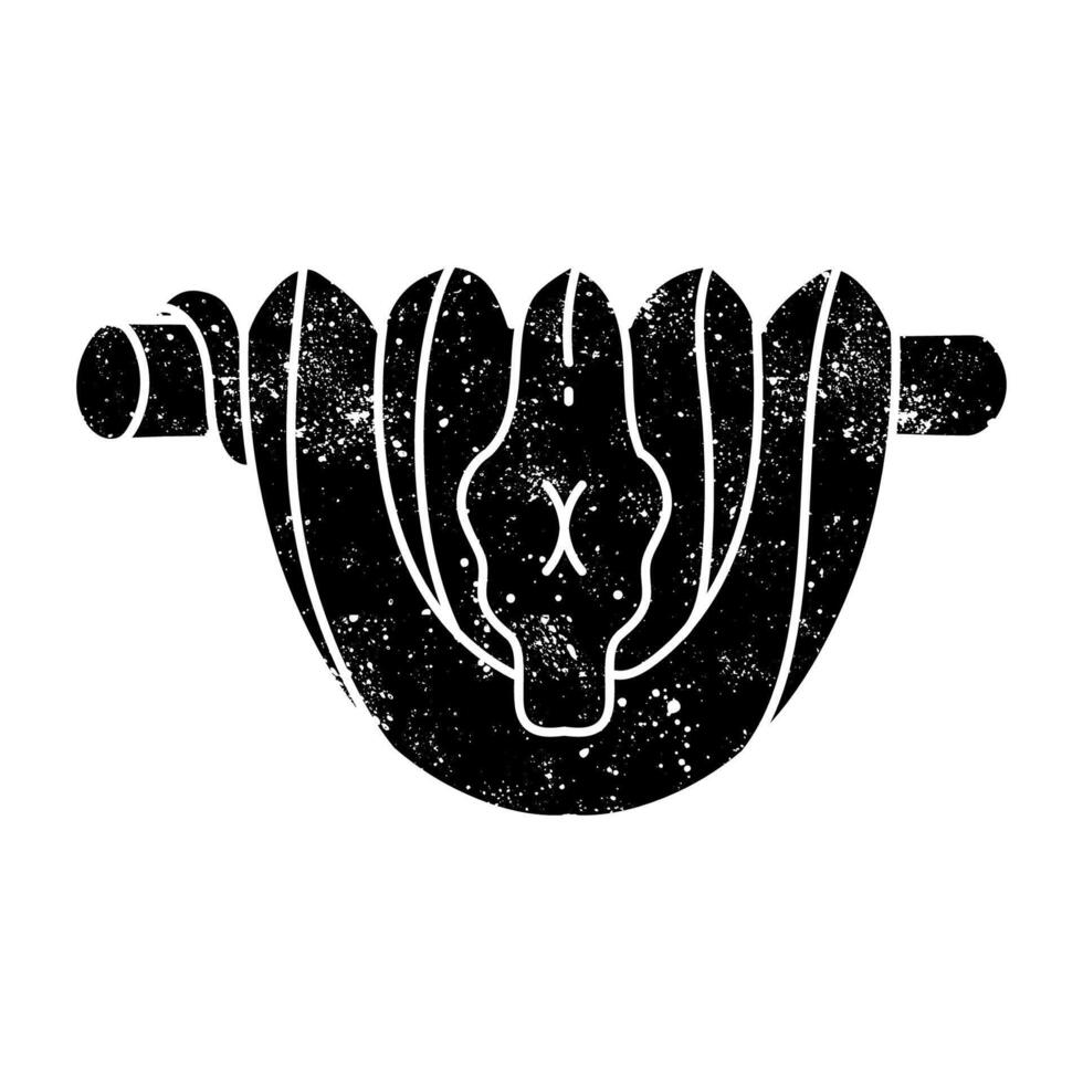Green tree python black hand drawn icon in grunge look vector