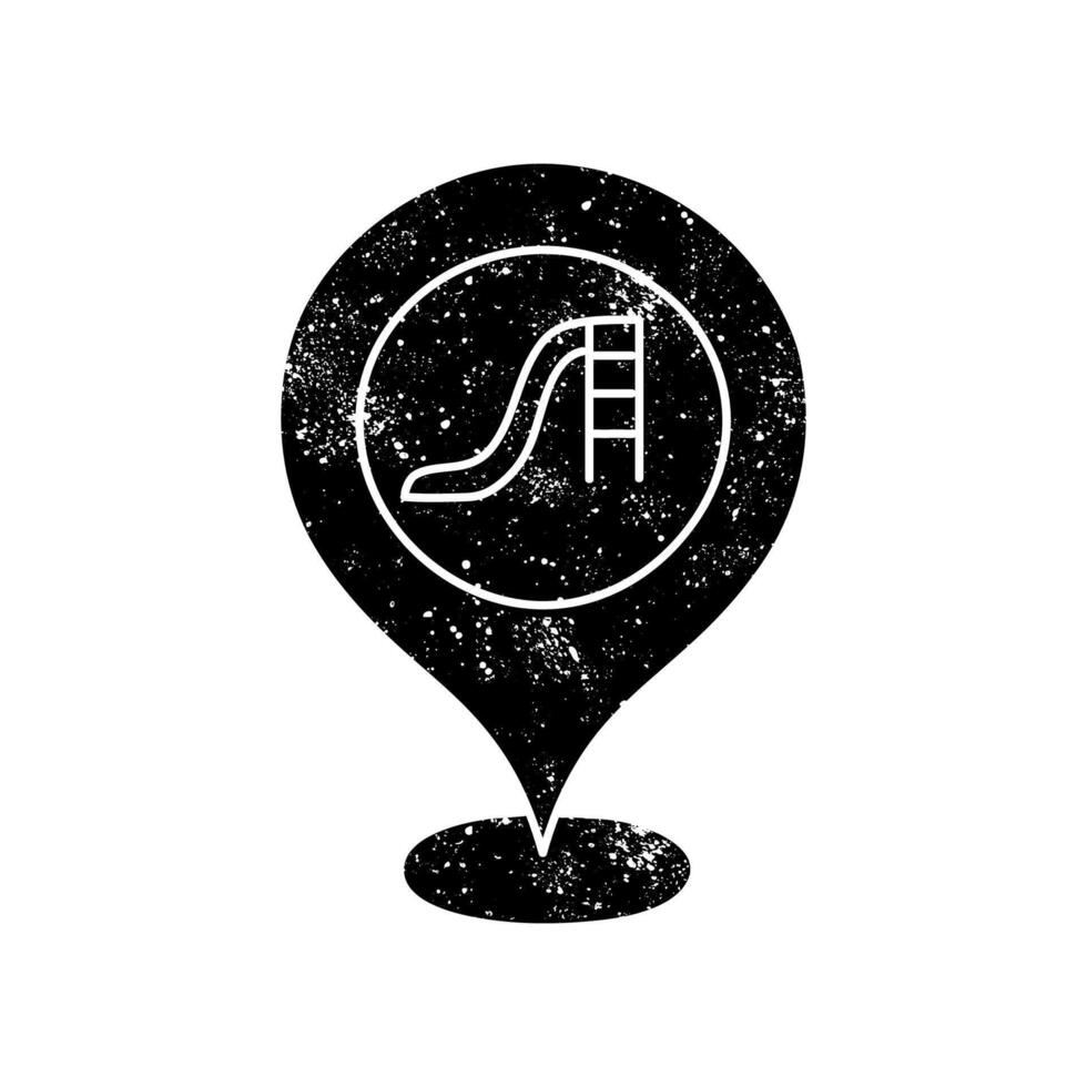 black hand drawn icon in grunge look pin map park vector
