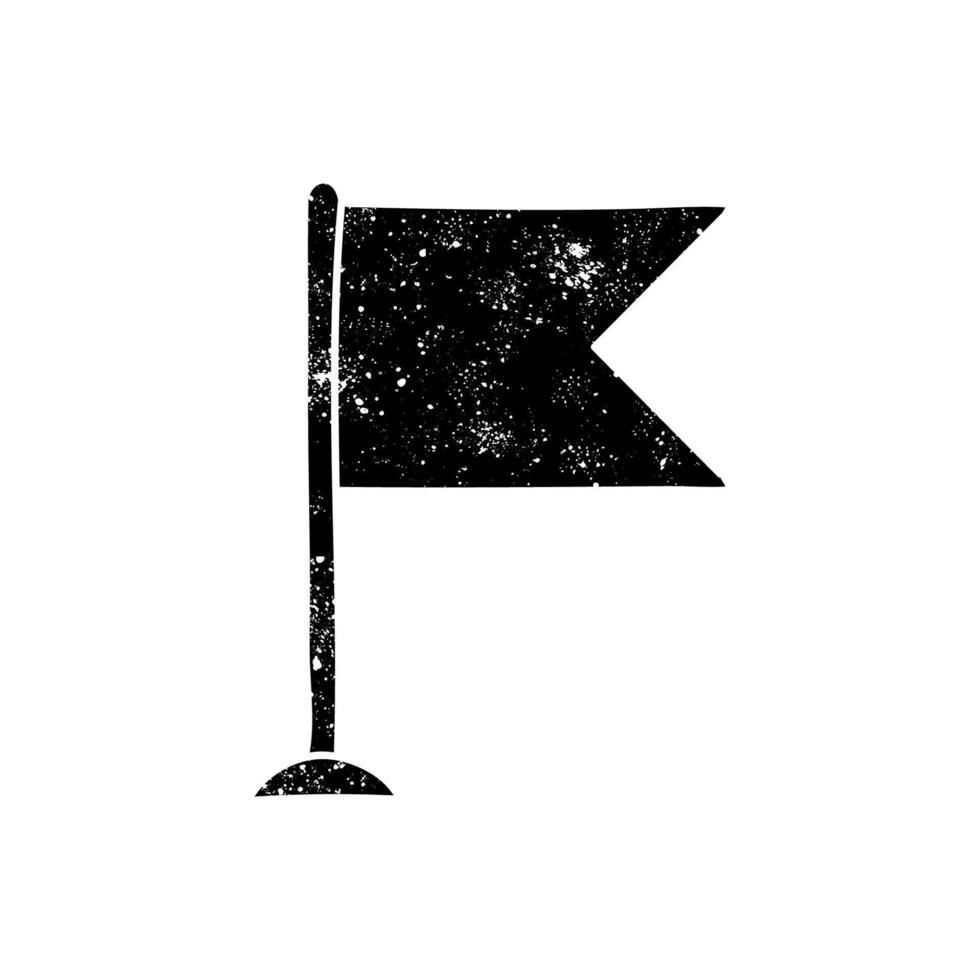 black hand drawn icon in grunge look blank flag vector