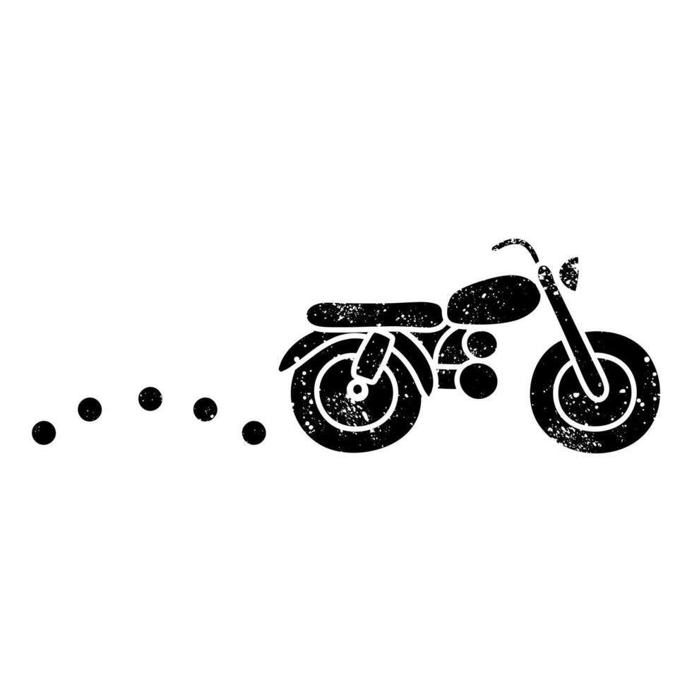 black hand drawn icon in grunge look map motorcycle route icon vector