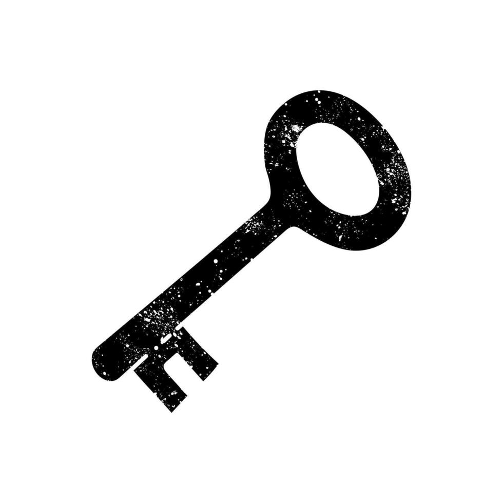 Key black hand drawn icon in grunge look vector
