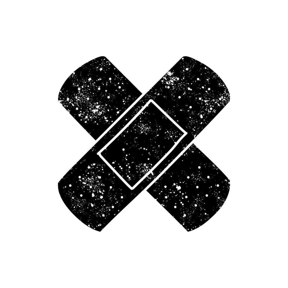 Bandage strip black hand drawn icon in grunge look vector