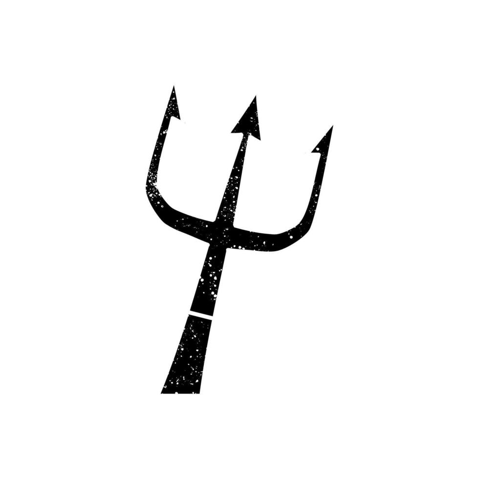 Poseidon trident black hand drawn icon in grunge look vector