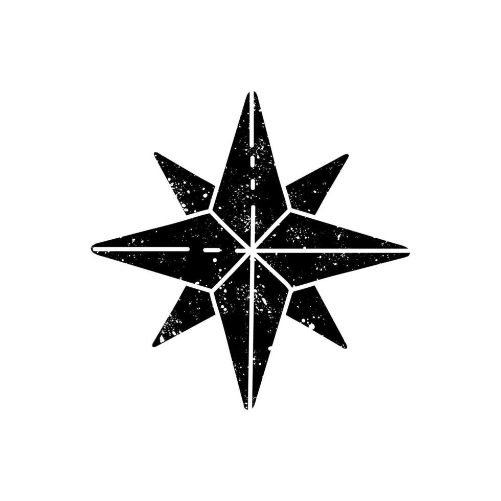 Compass black hand drawn icon in grunge look vector