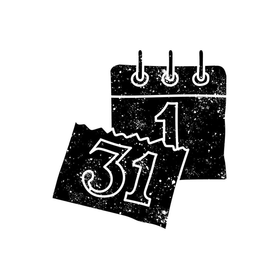 New year calendar black hand drawn icon in grunge look vector
