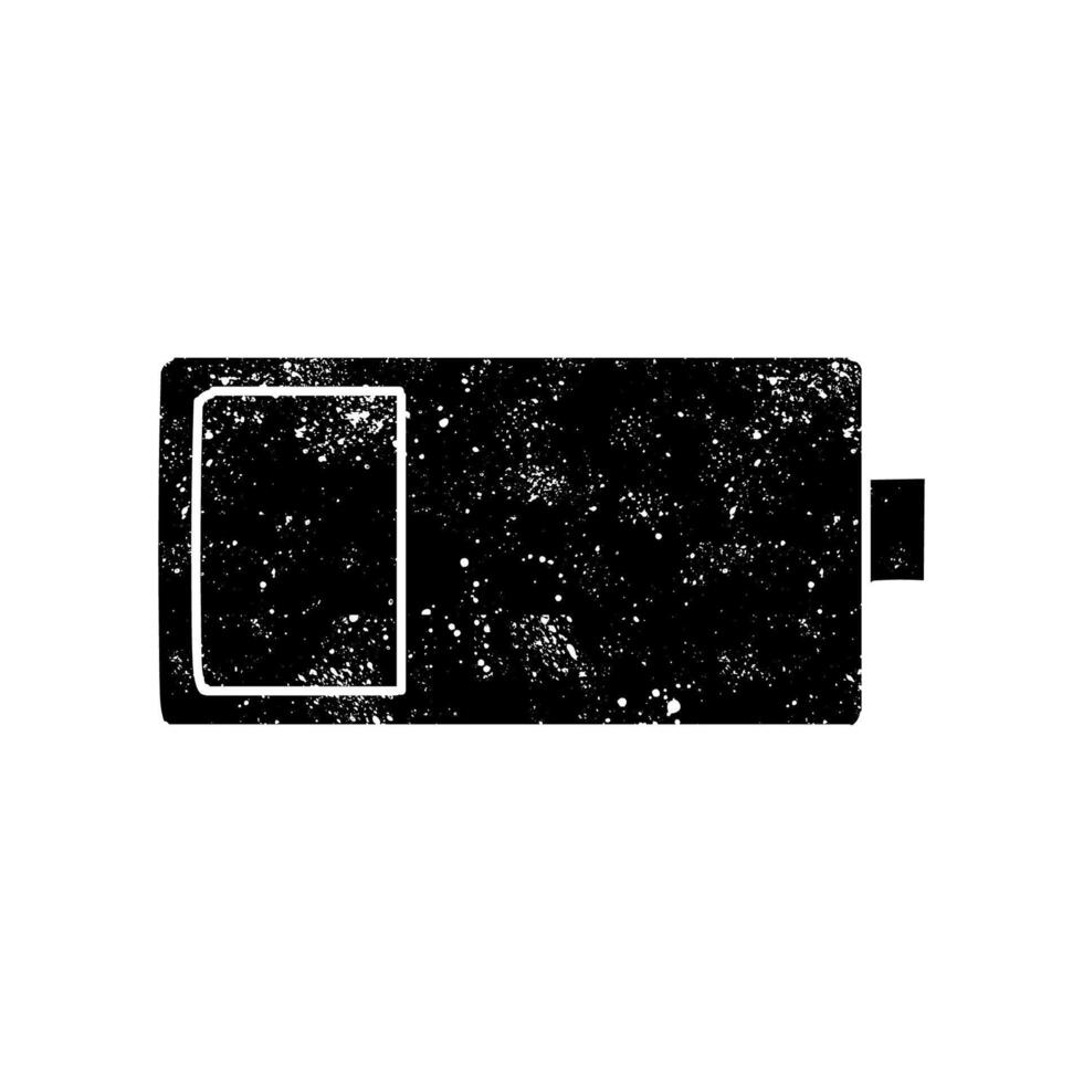Low battery black hand drawn icon in grunge look vector