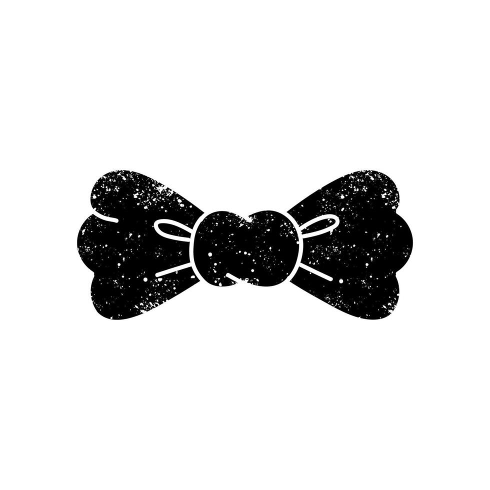 Bow tie black hand drawn icon in grunge look vector
