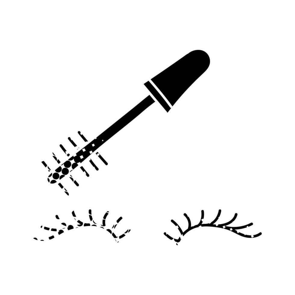 cosmetic make up eyelash black hand drawn icon in halftone texture with curler vector