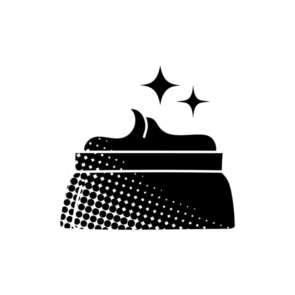 Beauty product icon whitening cream, sun protection, skin whitening black hand drawn icon in halftone texture style vector