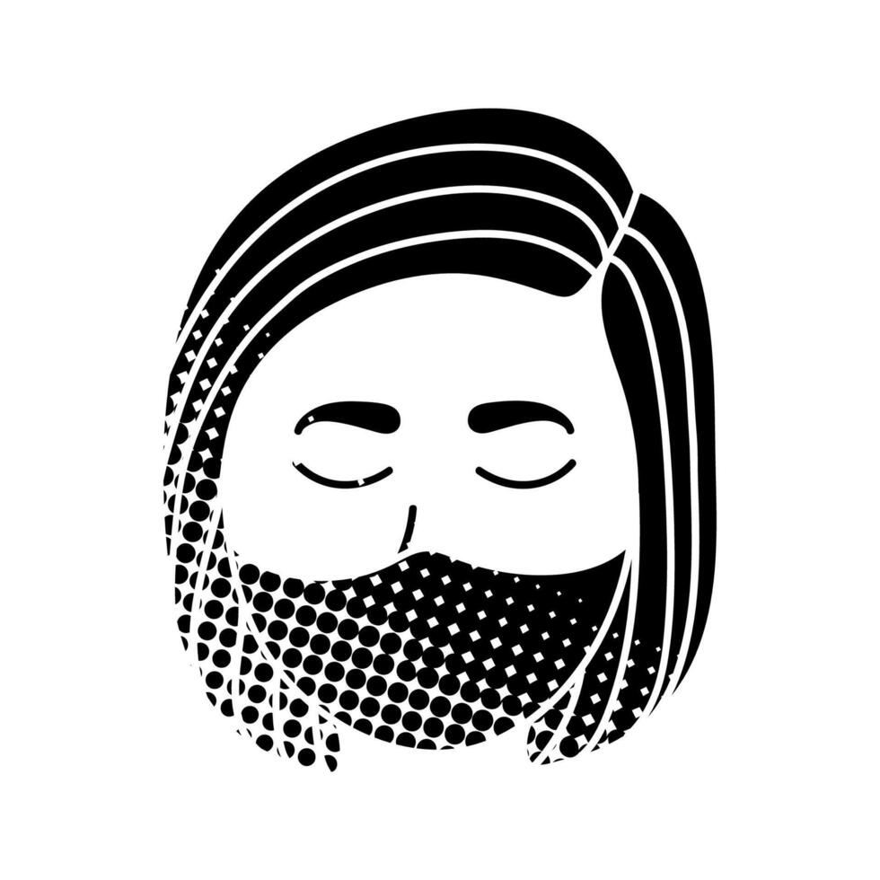 Female wearing face mask black hand drawn icon in halftone texture style vector