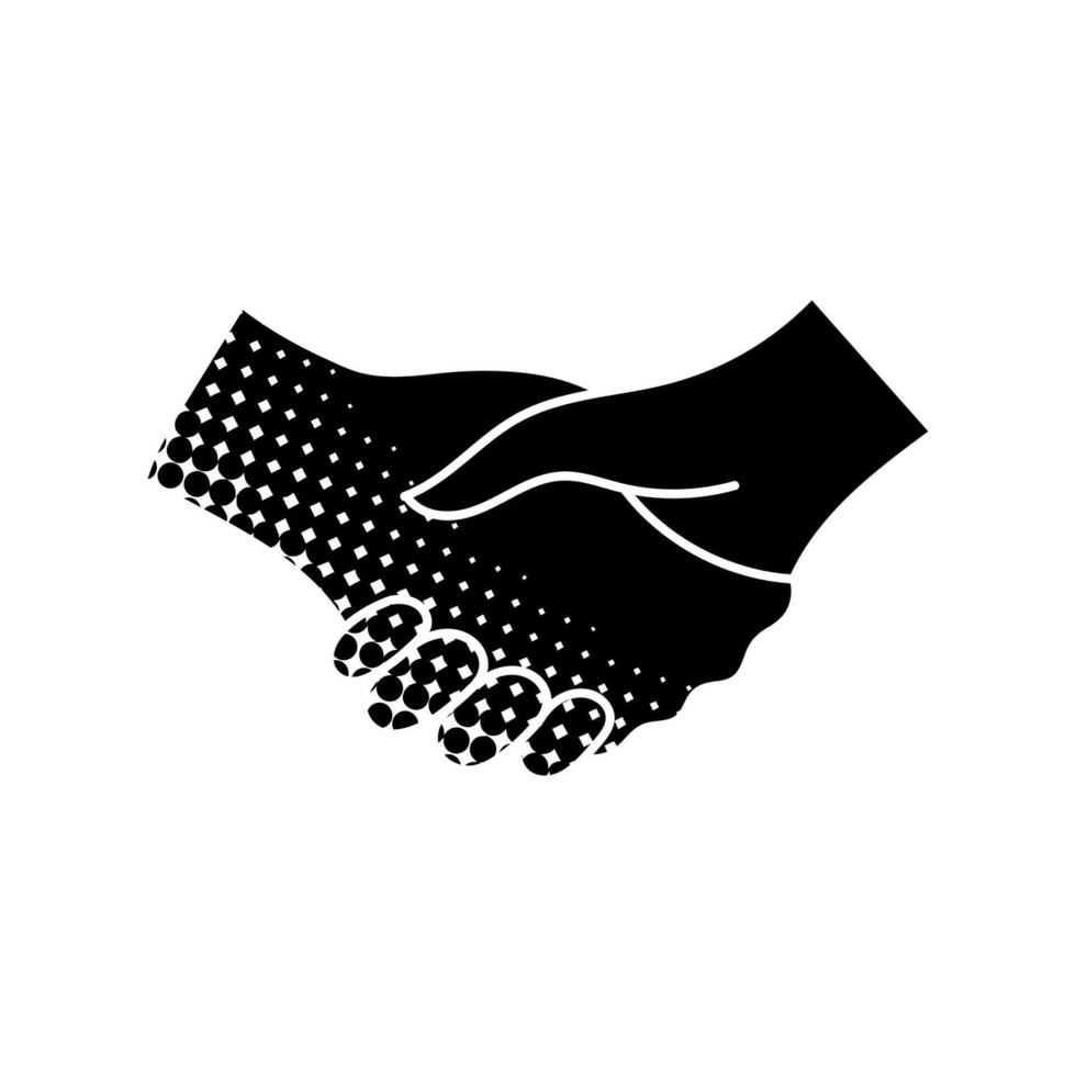 Hand shake and cross sign black hand drawn icon in halftone texture style vector