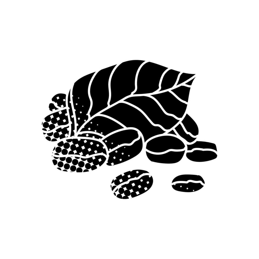 coffee bean and leaves black hand drawn icon in halftone texture ground vector