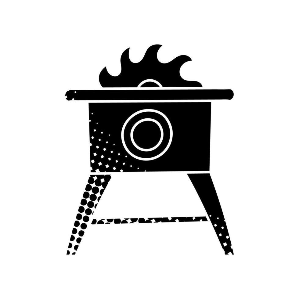 woodworking table saw black hand drawn icon in halftone texture portable vector