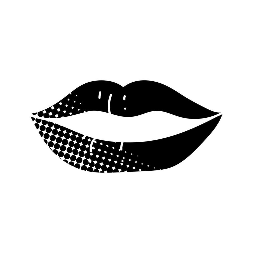 Women lip black hand drawn icon in halftone texture style vector