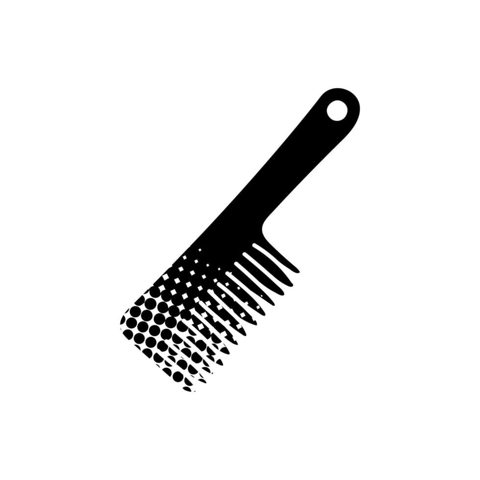 Hair comb black hand drawn icon in halftone texture style vector