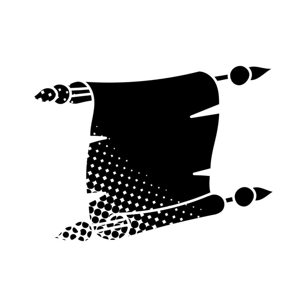 vintage parchment black hand drawn icon in halftone texture rolled vector