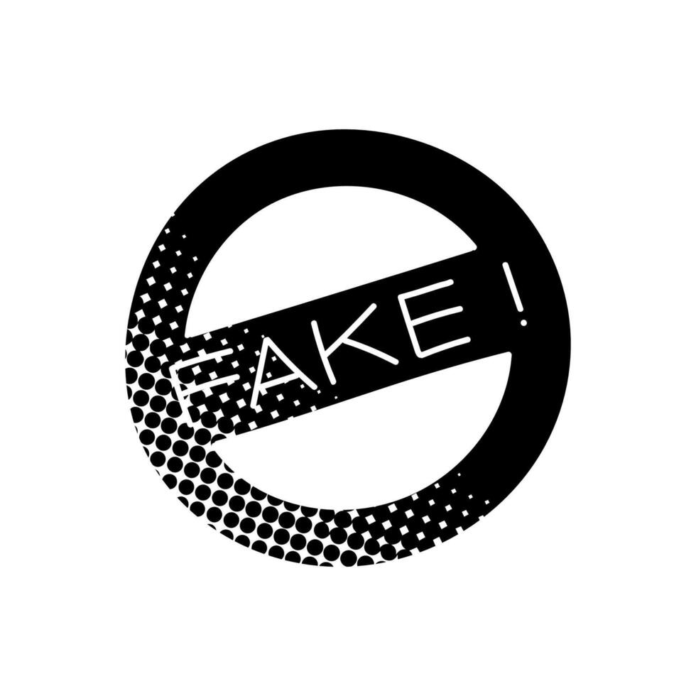 Fake stamp black hand drawn icon in halftone texture style vector