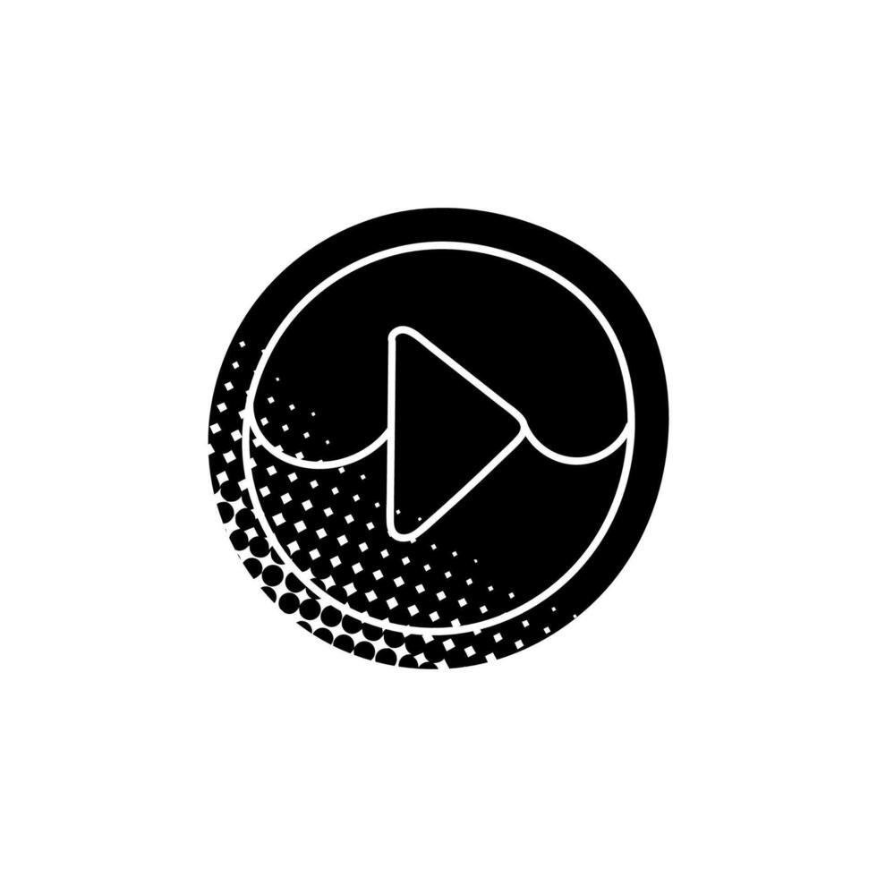 player black hand drawn icon in halftone texture style vector