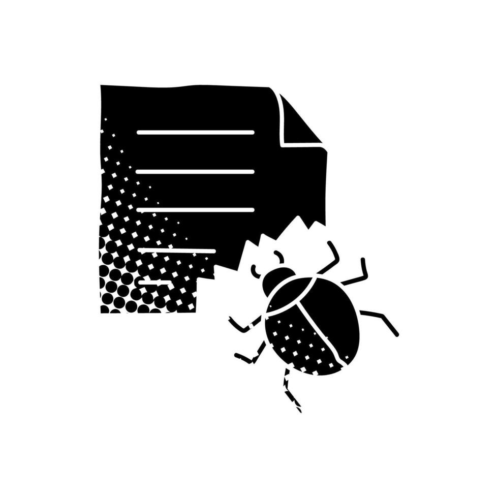 computer bug black hand drawn icon in halftone texture crawling vector