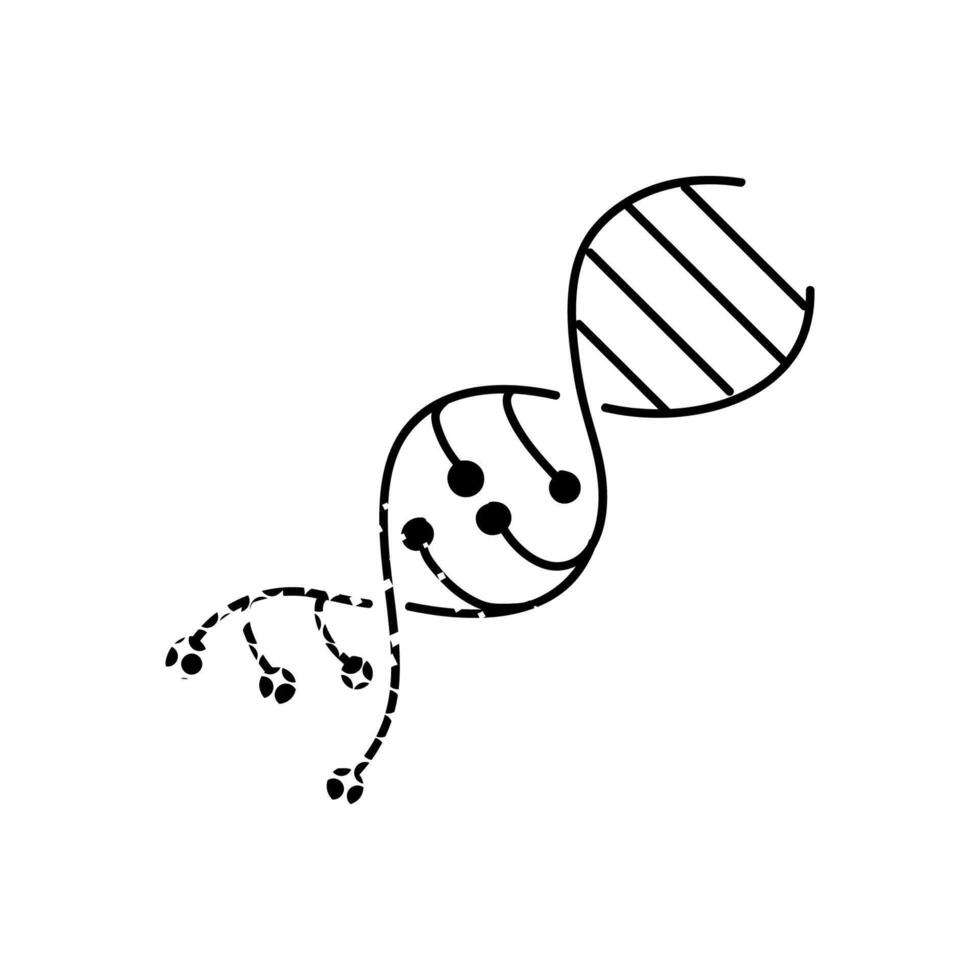 artificially modified dna strains black hand drawn icon in halftone texture vector