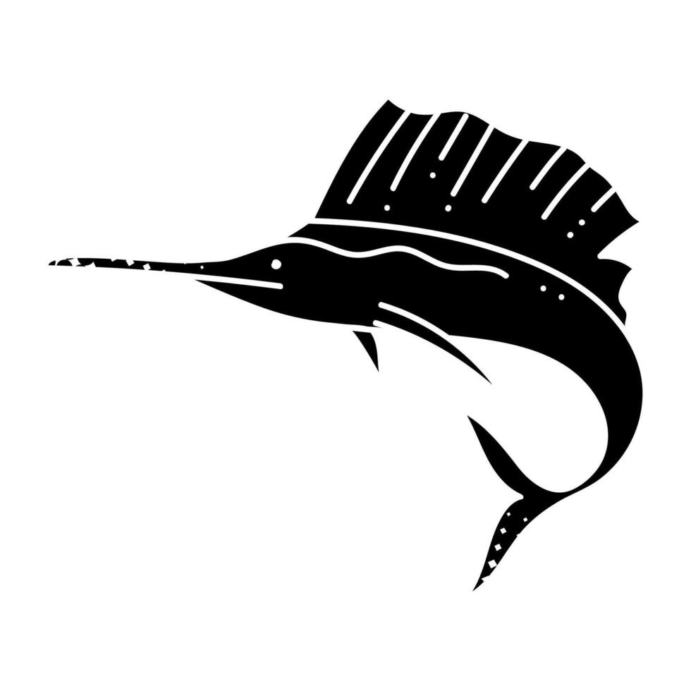 Sailfish black hand drawn icon in halftone texture style vector