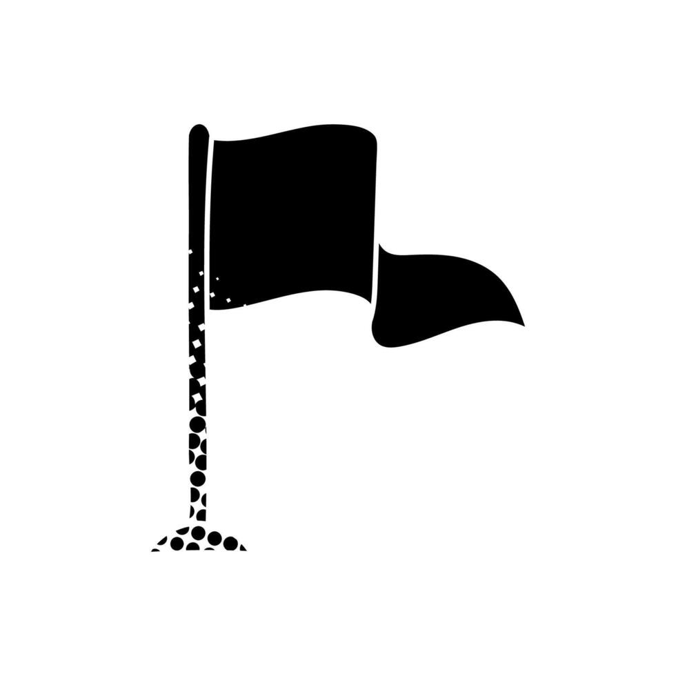 black hand drawn icon in halftone texture style flag vector