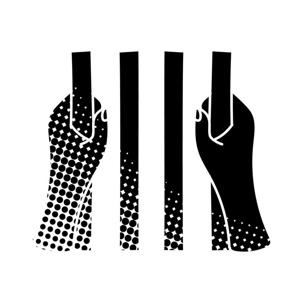 Jail bars black hand drawn icon in halftone texture style vector