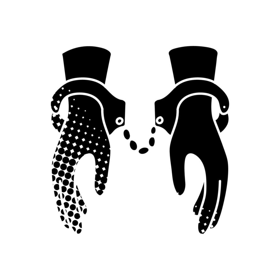 handcuffed hands black hand drawn icon in halftone texture vector