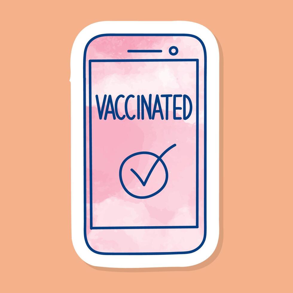 Digital covid19 vaccine certificate color sticker vector