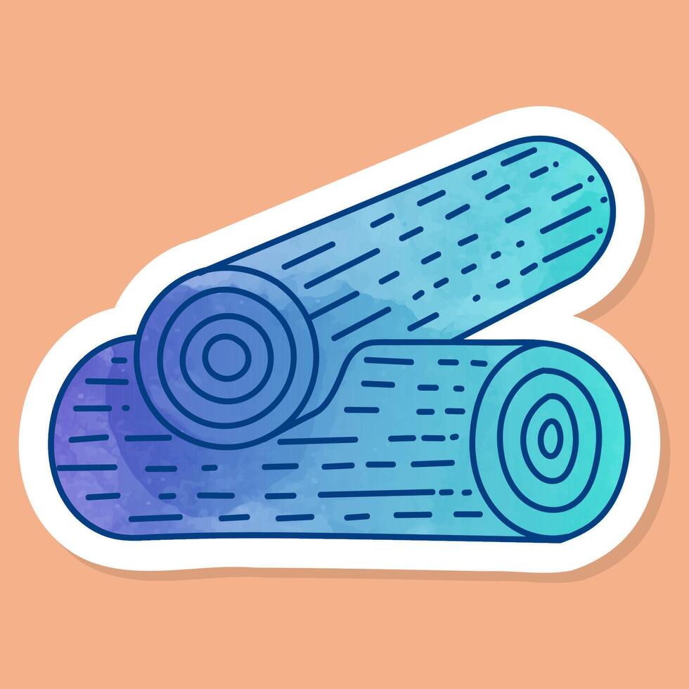 Cabin wood log corner stack color sticker vector