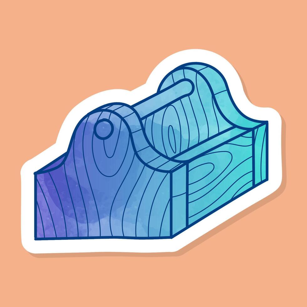 Wooden vintage tool box color sticker vector