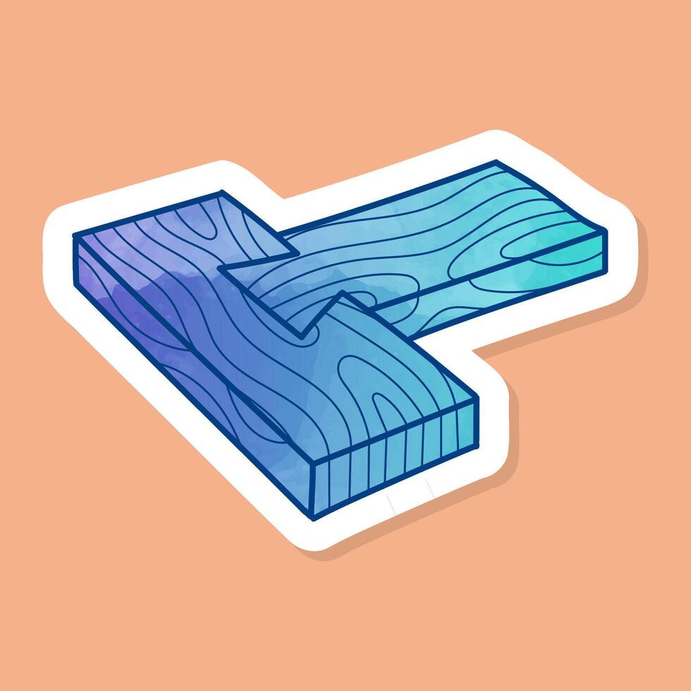 Wood joint color sticker vector