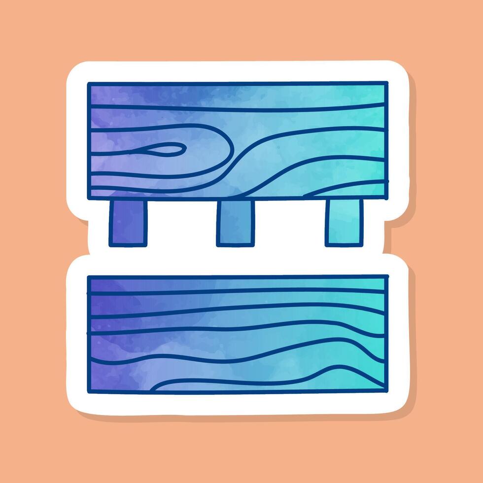 Wood pieces joint using dowels color sticker vector