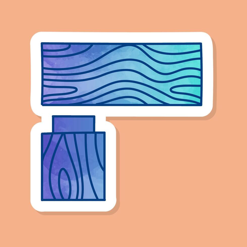 Corner wood joint using dado color sticker vector