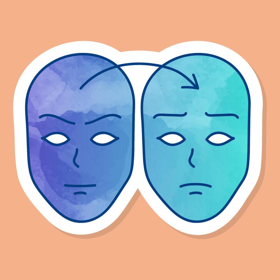 Deep fake icon face swap color sticker vector