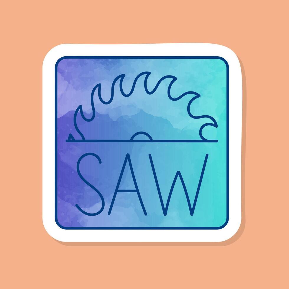 Woodworking table saw color sticker vector