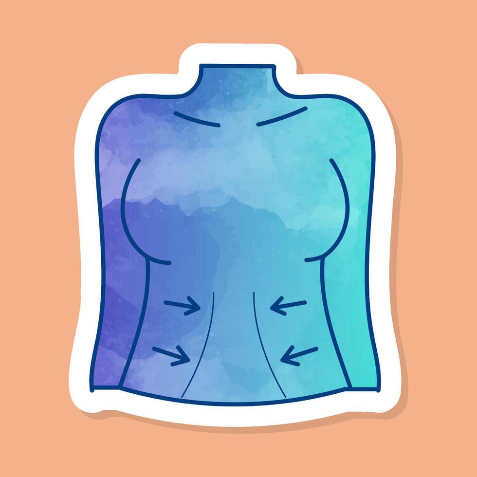 Women beauty face plastic surgery abs adjustment procedure body contouring color sticker vector