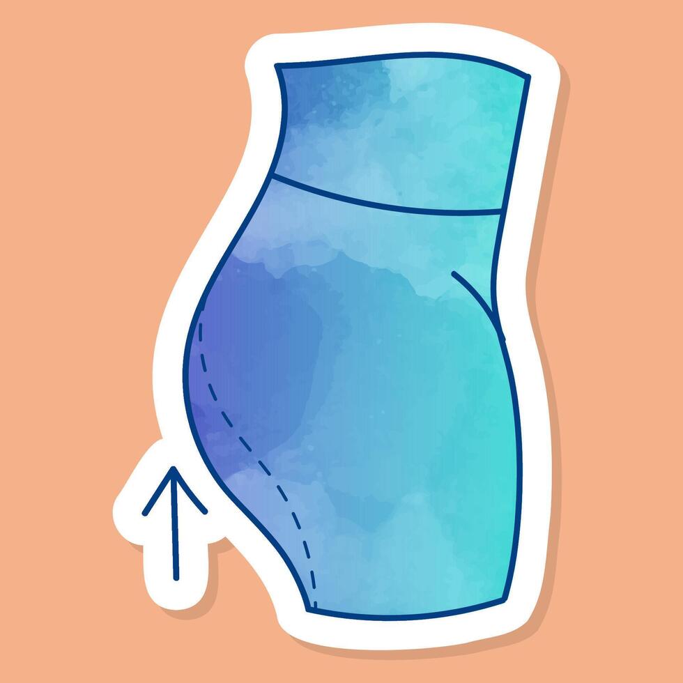 Women beauty face plastic surgery buttock fat liposuction body contouring color sticker vector