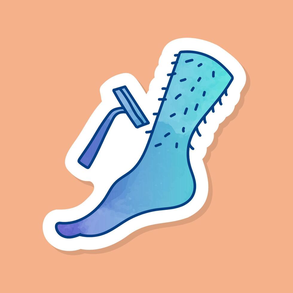 Leg hair shaving color sticker vector