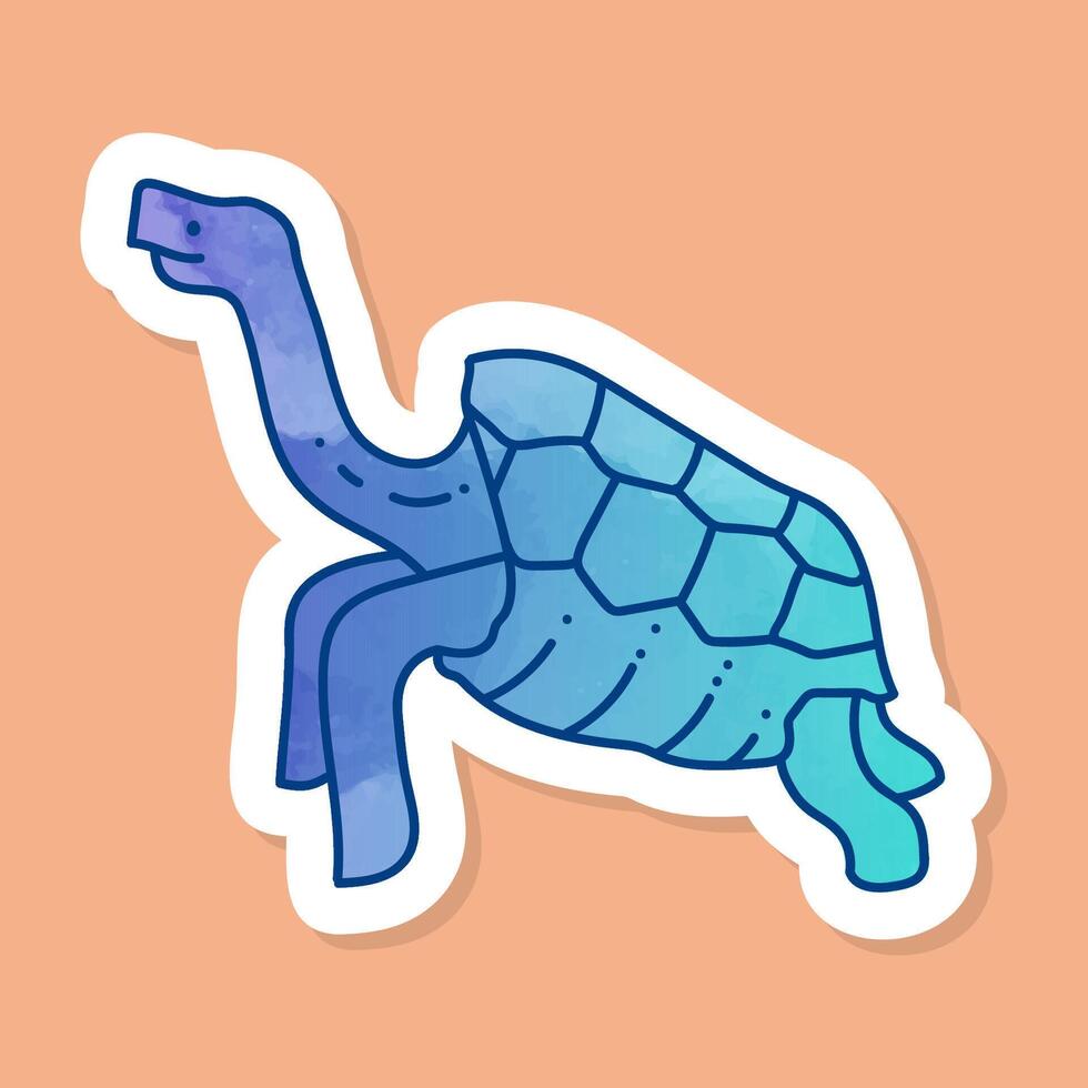 Galapagos giant tortoise color sticker walking vector
